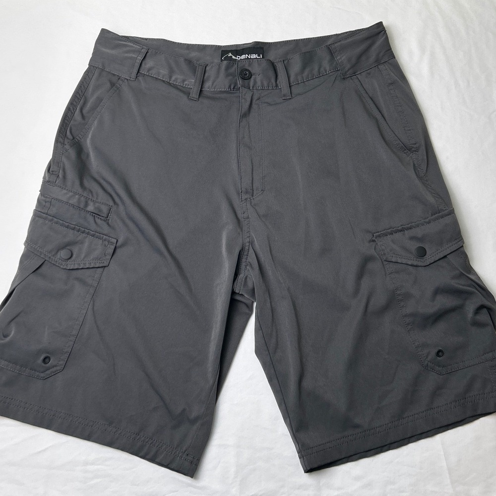 Denali Men Stretch Performance Cargo Shorts Size 36 Gray Gorpcore Hiking Outdoor